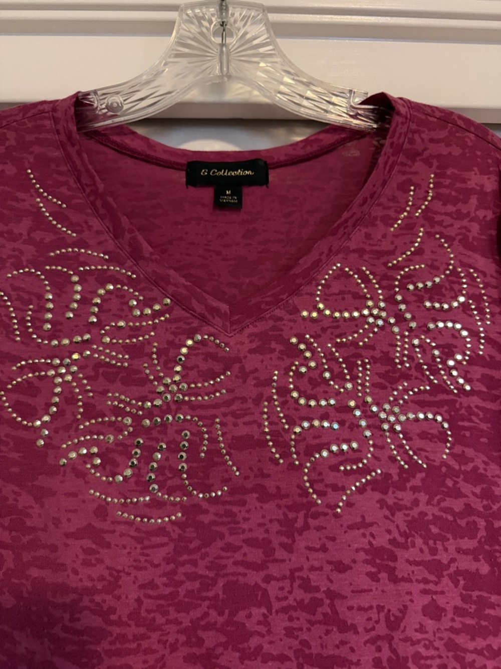 GG Collection Fuchsia Top with Rhinestones - Picture 2 of 4